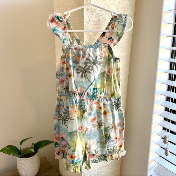 Next Direct Other - NEXT - Girls Tropical Floral Playsuit - Size 4 - Ruffle Detail - 100% Cotton